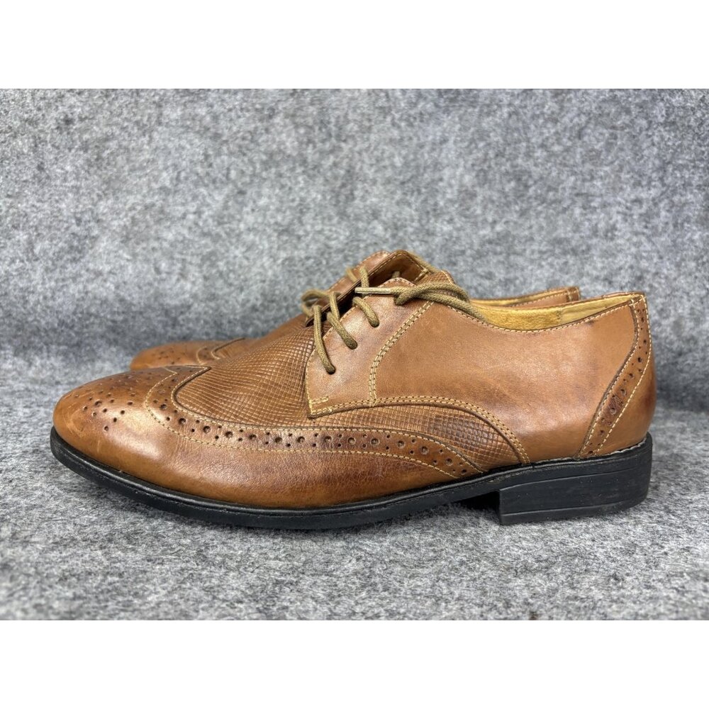 Sandro Moscoloni Shoes Mens Size 8.5 Brown Leather Wingtip Oxford Brogue Dress